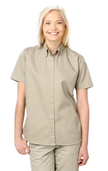 Ladies Shirt   Short Sleeve 100% Cotton  Twill